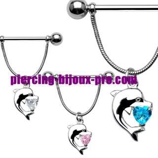 piercing teton dauphin coeur zirconium