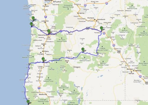 Notre trajet en Oregon
