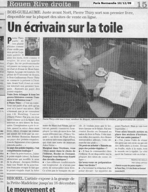 Article de Paris Normandie sur Pierre Thiry