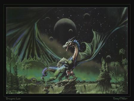 Le dragon vert dans la nuit