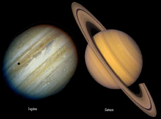 Jupiter comparée à Saturne