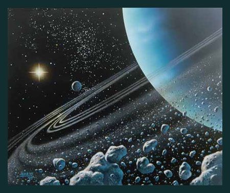 Les anneaux d'Uranus, vue d'artiste