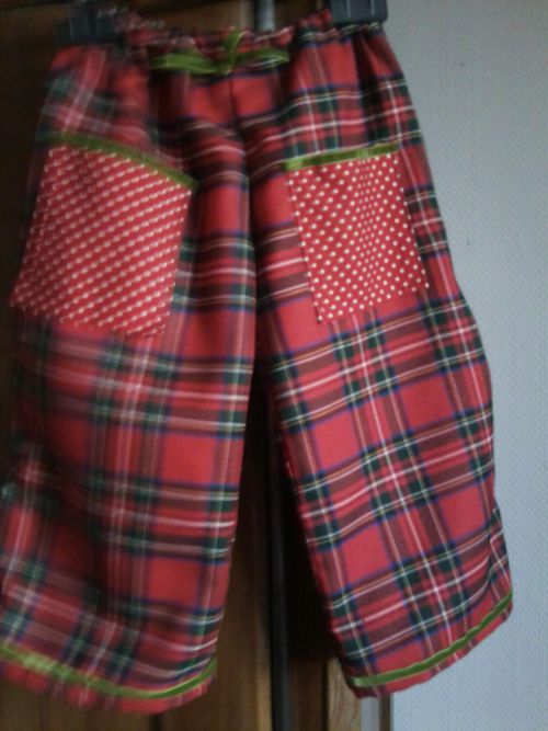 pantalon écossais-2 ans (lainage, coton, ruban velours)
