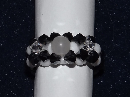 Bague en cristal Swarovski, perle centrale en cristal de roche