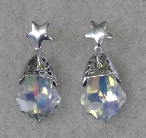 Boucles d'oreilles en argent gouttes baroques en cristal Swarovski