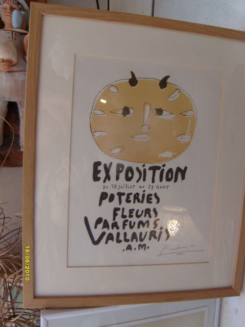 Affiche de Picasso (31x24 cm) Exposition de Vallauris - 1200 € (avec cadre) 