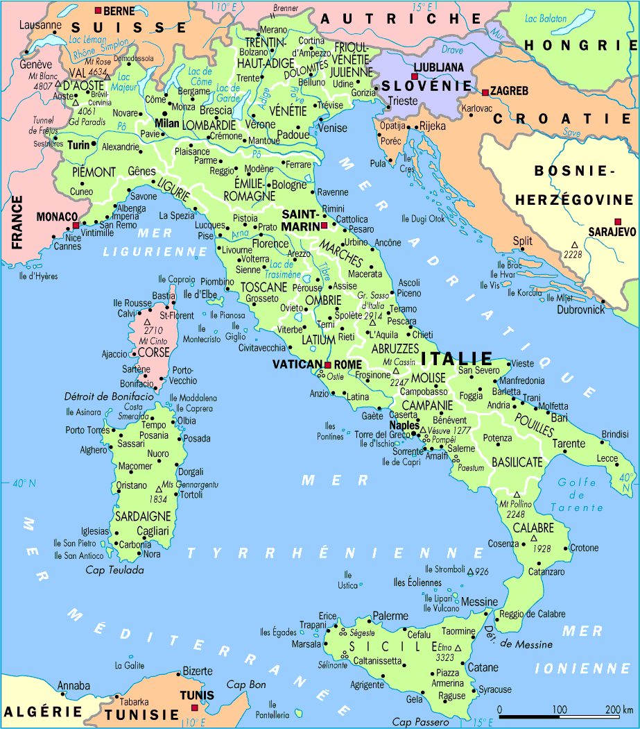 carte italie ville