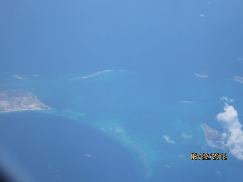 Photo take from the plane over the Carribean Sea