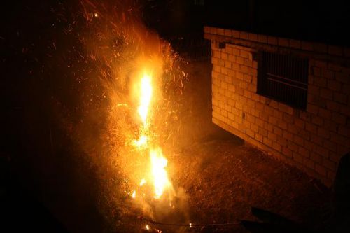 Feu pour brûler des plantes à côté de chez-nous - Fire burning plants beside our house