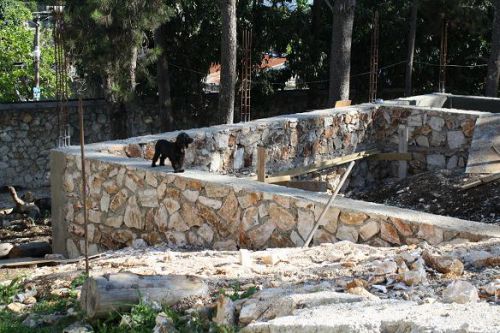 Une partie des fondations avec Billy sur le mur / Part of the foundation with Billy on the wall