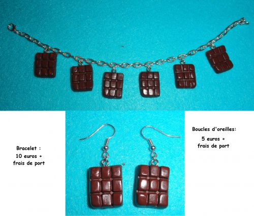 Bracelet et boucles d'oreilles chocolat