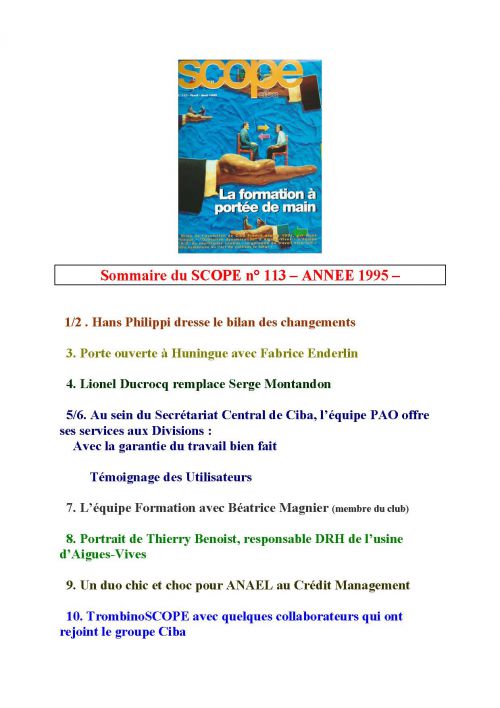 Sommaire du SCOPE n° 113