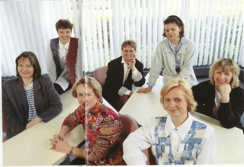 Secrétariat Central de Rueil avec Odile Guillot, Nicole Poirson, Jeannick Henry, Michèle Gabet, Viviane Lemyre, Véronique Capelli et Martine Fabre