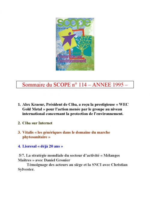 Sommaire du SCOPE n° 114