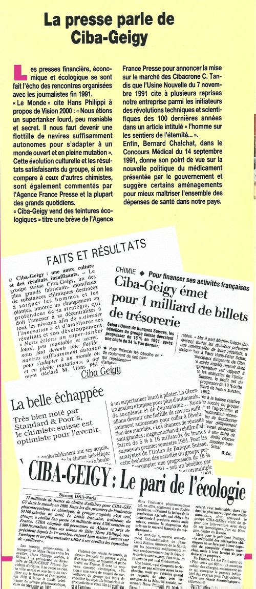 La presse parle de Ciba-Geigy