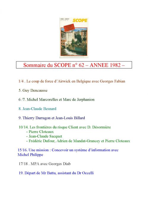 SCOPE n° 62 ANNEE 1982