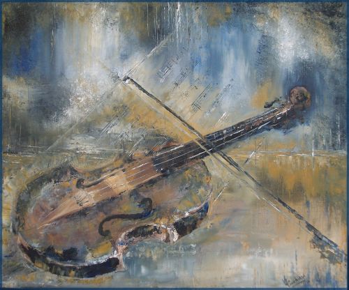 Le violon (45 x 55 cm) huile sur toile