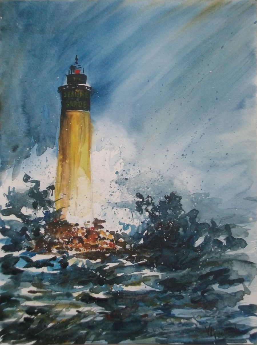 Le phare Jeaume Garde - aquarelle