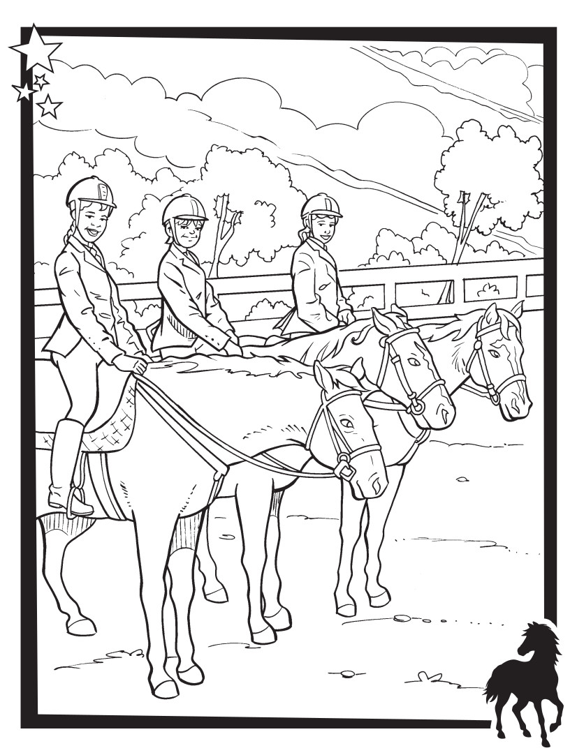 Coloriage d'Anna sur son cheval, au galop pour retrouver sa sœur