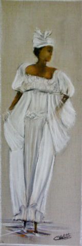Doudou en tenue traditionnelle - Pastel sur toile de lin