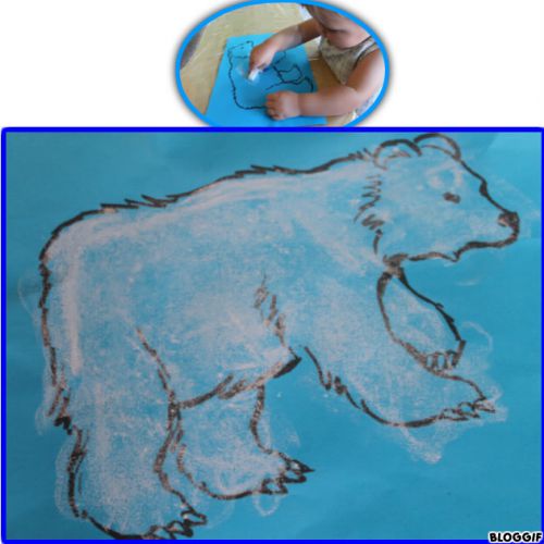 ours blanc avec du pastel