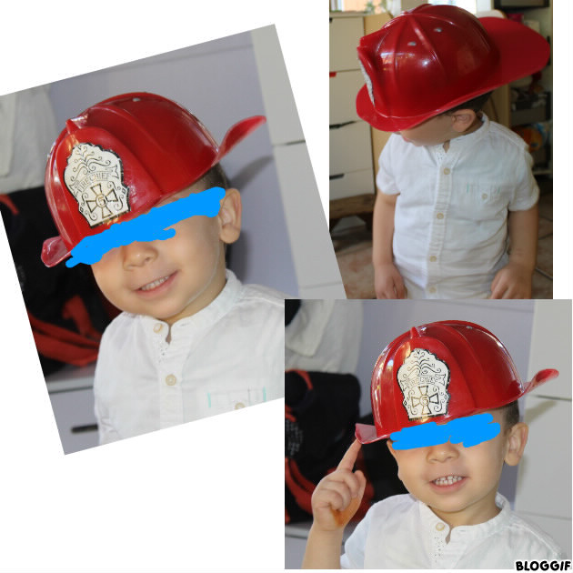 nounou a trouvé un casque de pompier dimanche au vide grenier ! super ! non ?