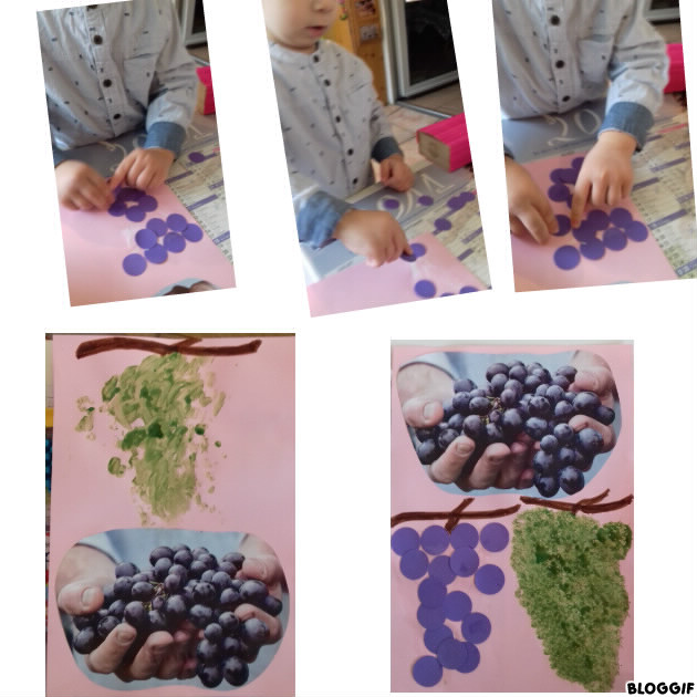 grappes de raisins (pastilles ou peinture) d'Ines et de Youssef