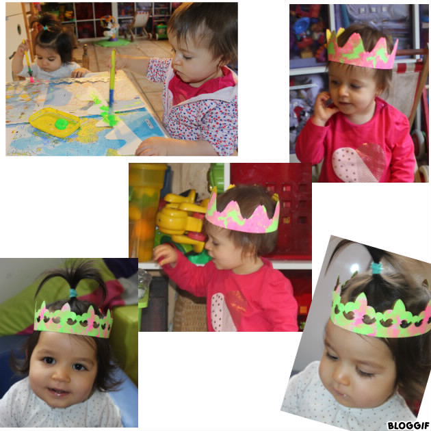 deux petites princesses avec des couronnes verte et rose !