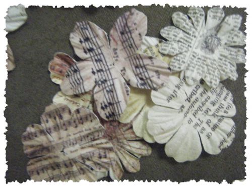 Petites pétales de fleurs à motif musique ou écriture