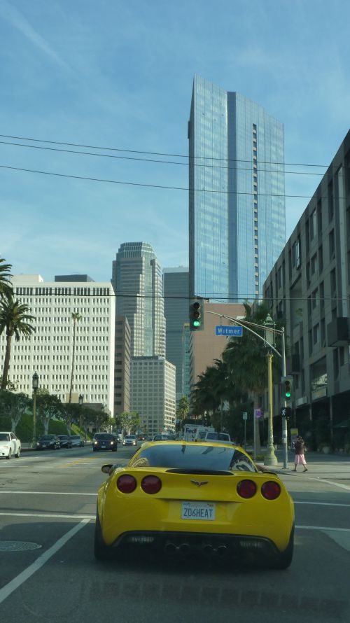 Yellow Corvette in Downtown