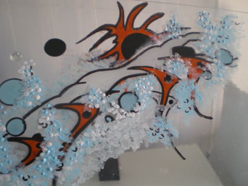 Nageur naturiste (peinture acrylique sur plateau de service en verre