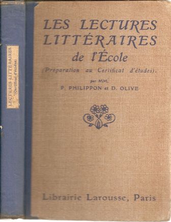 Philippon Olive Les lectures littéraires de l'école Préparation CEP 1927.jpg