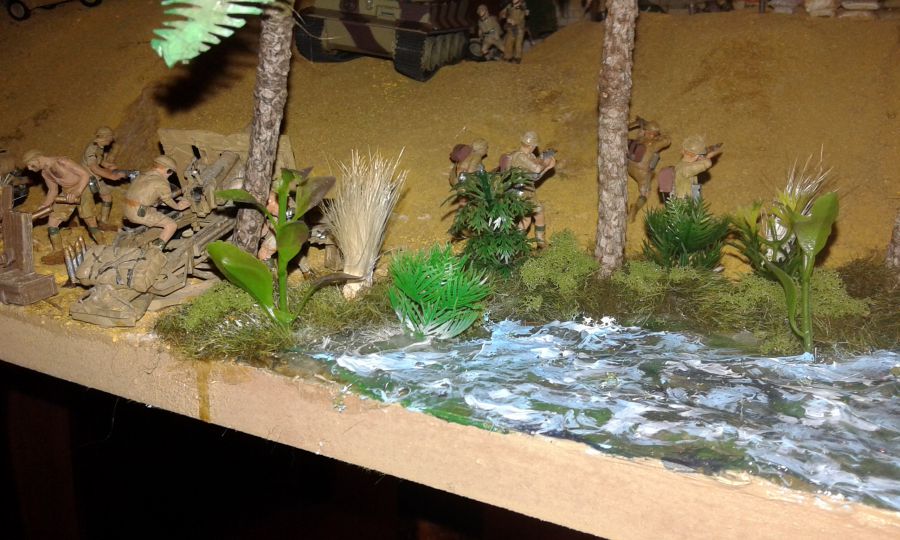 Tirailleurs et cannoniers alnglais devant l'oasis