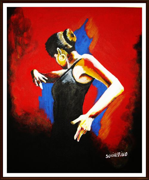 tableau danseuse flamenco acrylique amateur