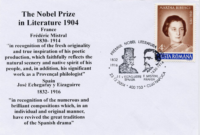 Prix Nobel 1904 à Mistral Cachet Roumanie 650 px.jpg