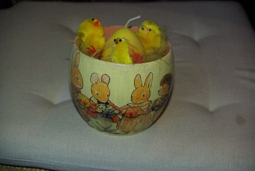 Un joli pot en serviettage sur le thème de Pâques