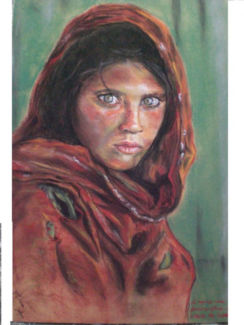 La petite Afghane d'après la photo de Mc Curry