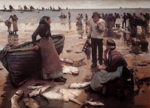 Forbes Stanhope A Fish Sale on a Cornish Beach - 1885.jpg