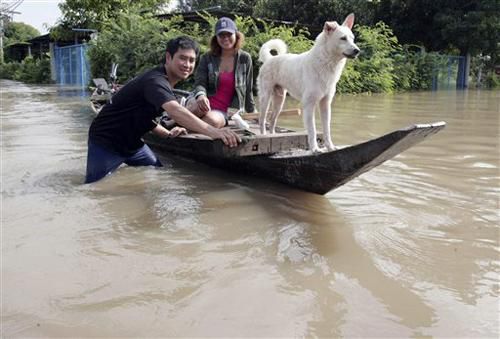 tout le monde se déplace en barque