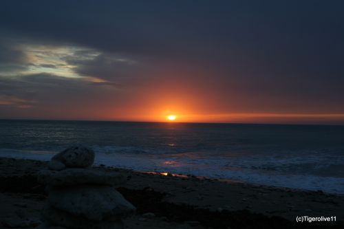 coucher de soleil au phare des baleines