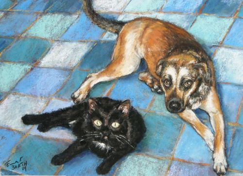 Deux amis-pastel-26X36