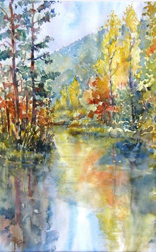 Reflets d'automne 2 ( Biesenberg) - aquarelle