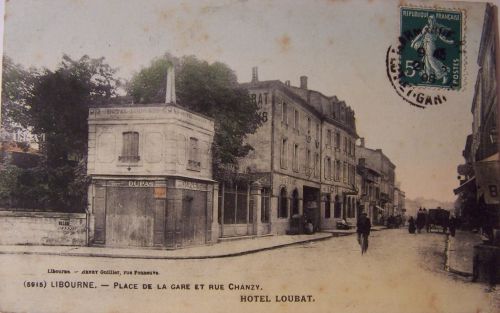 33 Libourne - Place de la gare et rue Chanzy - Hotel Loubat.