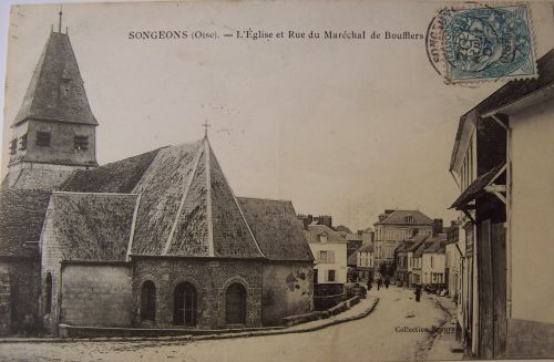 Songeons - L'église et rue du mal de Bouffler