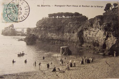 Biarritz - Plongeoir port vieux et rocher de la vierge