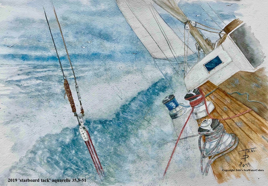 2019 'starboard tack' aquarelle 36-51 cm
