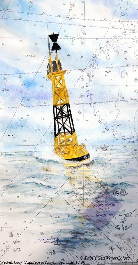 2015 'Western buoy' (Aquarelle & Acrylic) 16- 30 cm  Nautical Chart