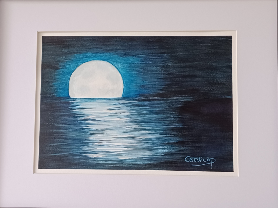 2024-1 Clair de lune 003 Aquarelle (42x27_encadré)