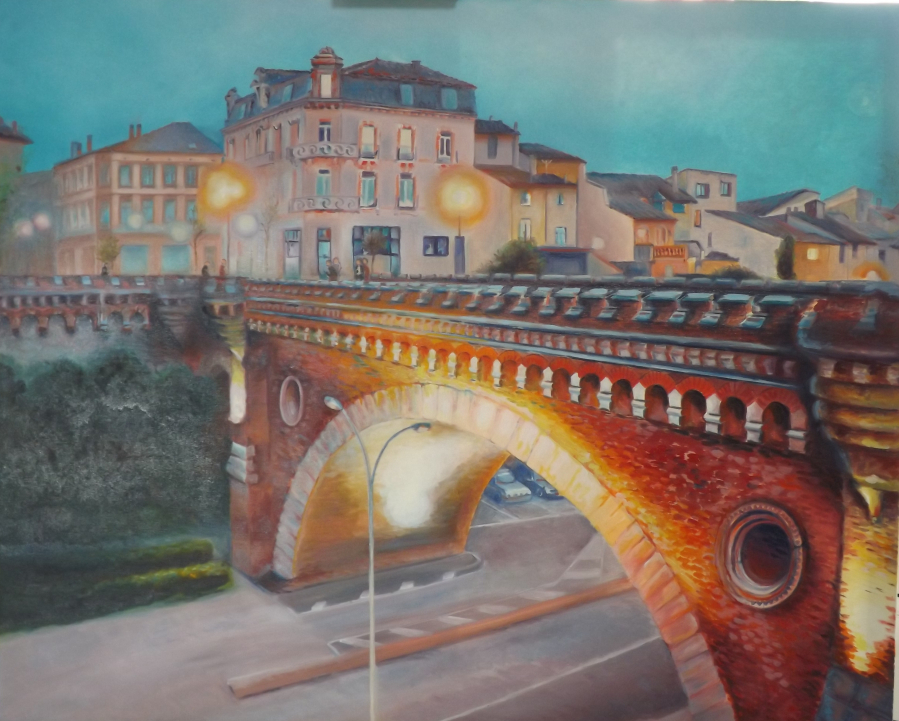 Monique FESQUET 2019 - Montauban pont des Consuls la nuit