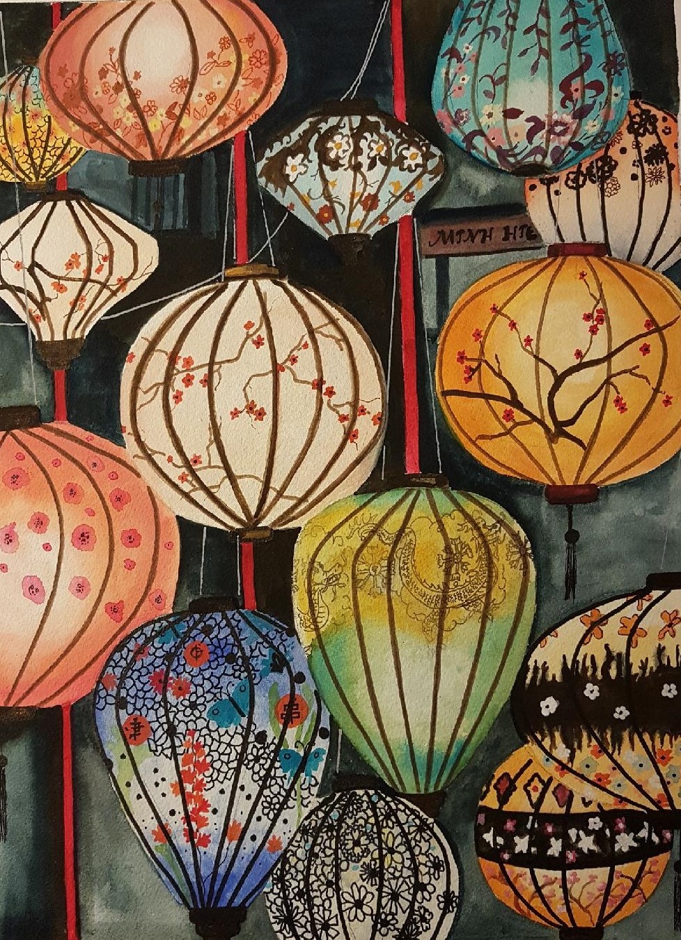 Nadège SAULNIER  - 2023 - Les lanternes à Hanoï